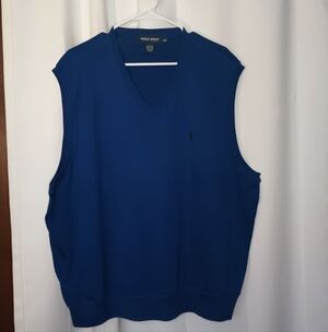 Polo Golf Men's Sweater Vest XXL Cobalt Blue V Neck Terry Cloth Preppy Varsity